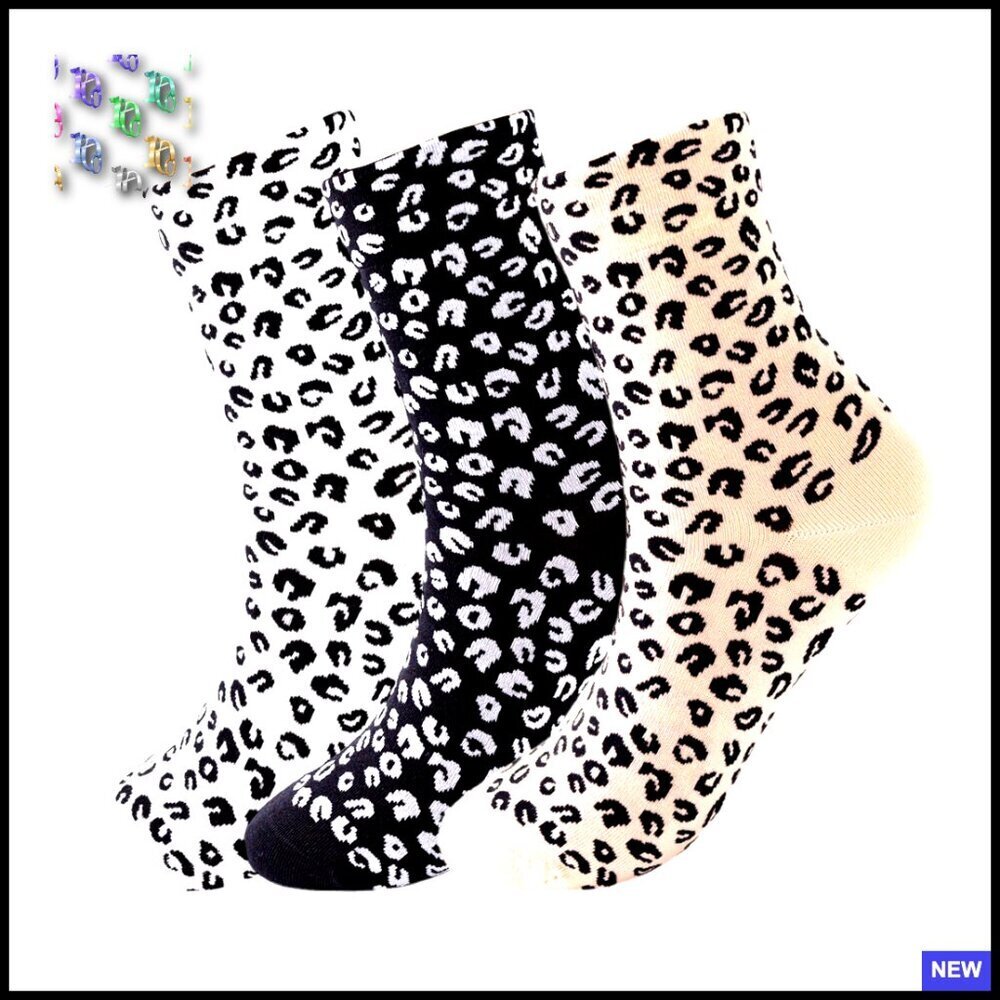 Leopard Print Crew Socks Soft Cotton Blend Animal Print Trendy Y2K